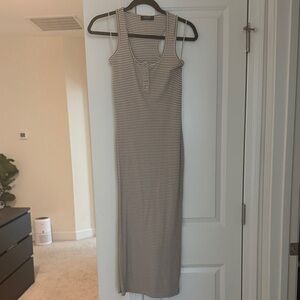 Vici Black and White Striped Maxi Dress